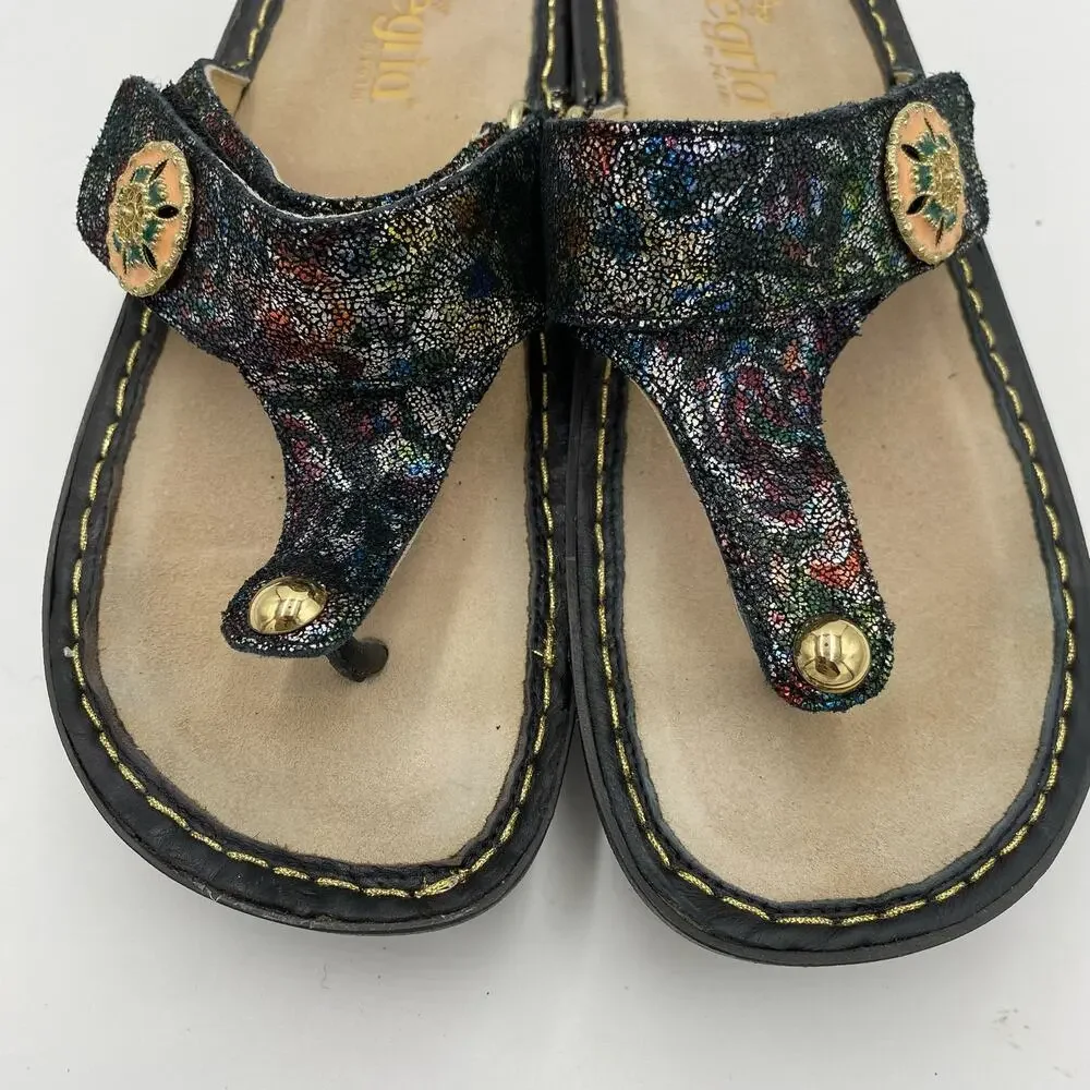 Alegria Women's Multicolor Metallic Carina Veranda Slip On Sandals Size 37